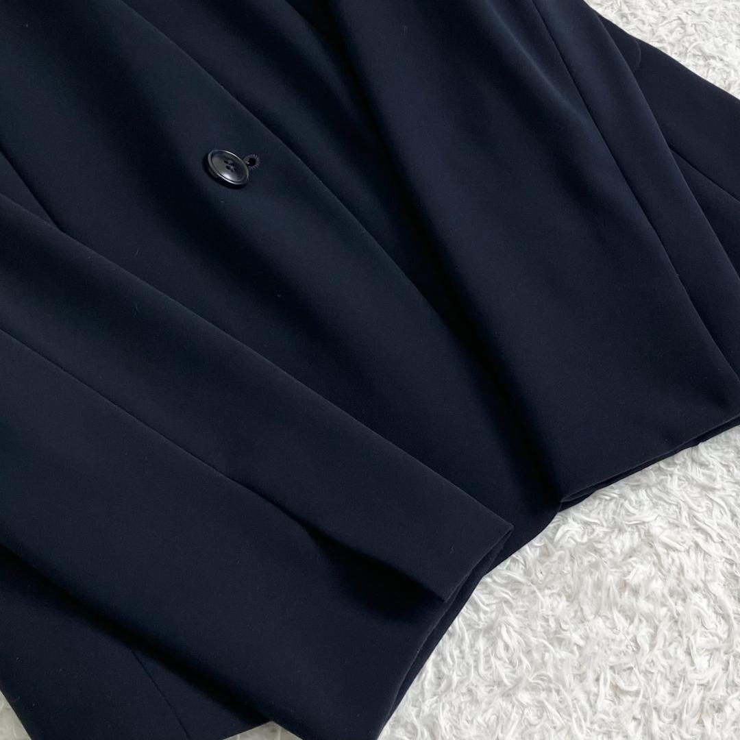 極美品✨プラステ セットアップ ノーカラー 洗える ストレッチ 1B 紺 M