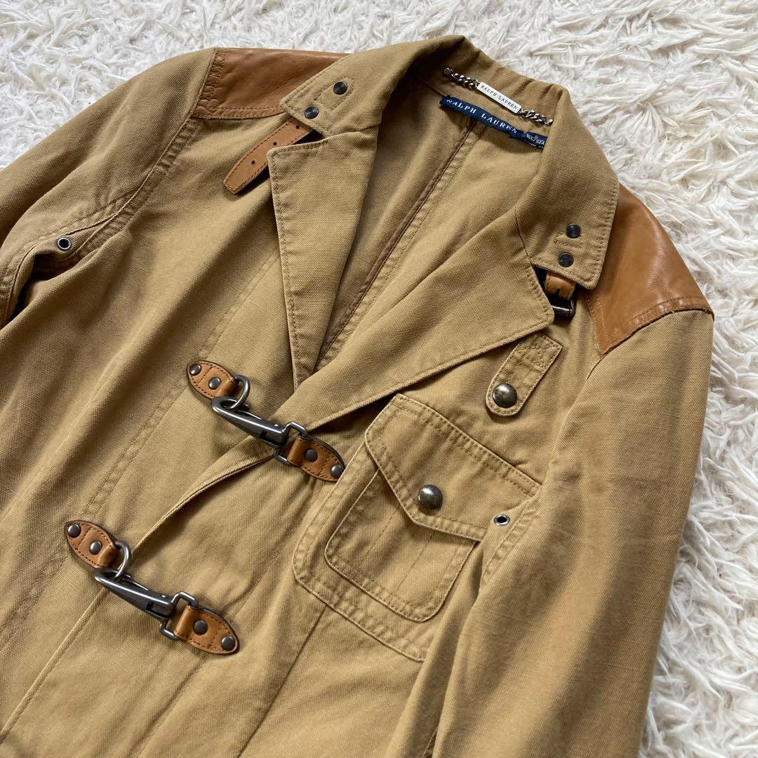 ラルフローレン コットン レザー切替 ジャケット サファリジャケット サイズ6