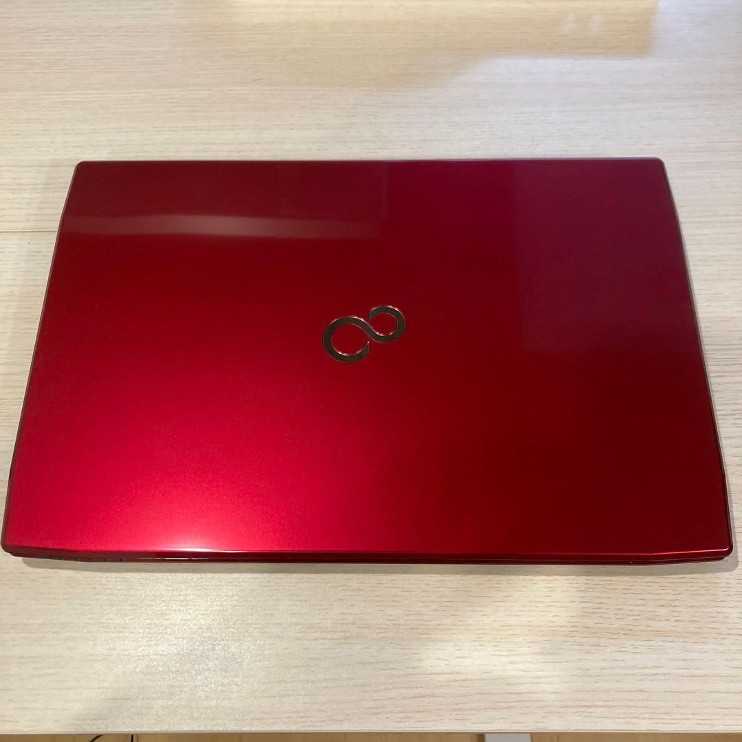 富士通 ノートPC レッド 日本語キーボード ACアダプター付