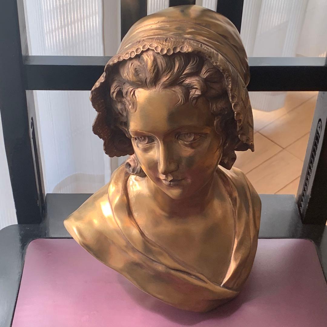 A. GORI ブラス製 女性胸像 約27cm