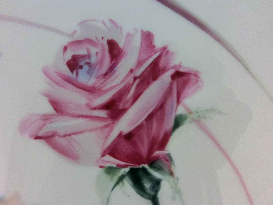 【マイセン】陶板画・黄色と紫の薔薇