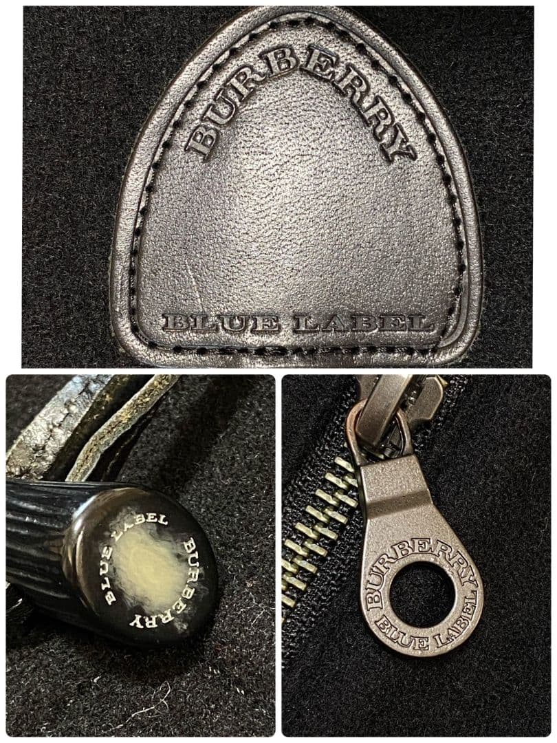 ●良品●　バーバリーブルーレーベル　ノバチェック　フード　ダッフルコート　黒