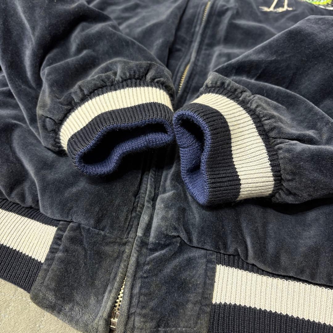 レア ドゥニーム 孔雀 刺繍 スカジャン リバーシブル サテン 別珍 大阪