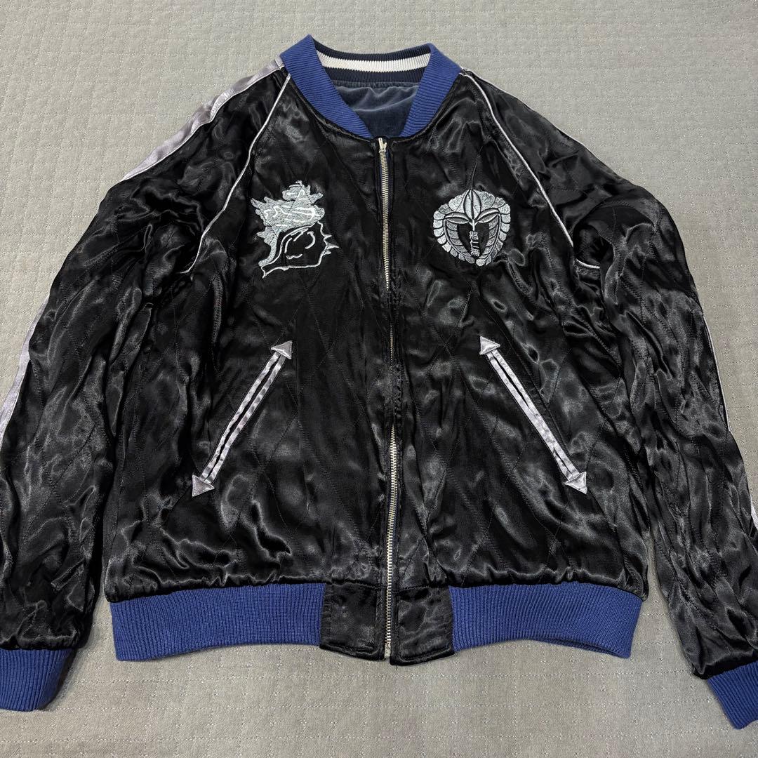 レア ドゥニーム 孔雀 刺繍 スカジャン リバーシブル サテン 別珍 大阪