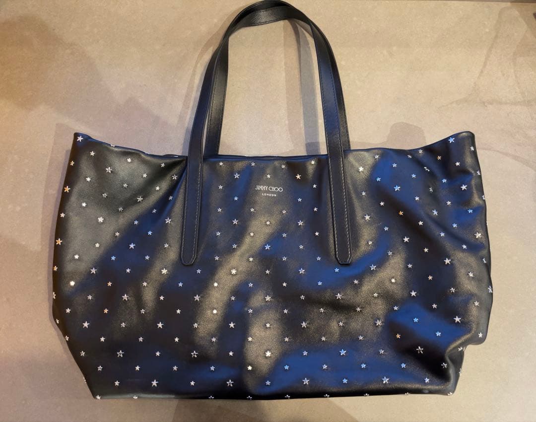 JIMMY CHOO トートバッグ ピムリコ ブラック レザー スター スタッズ
