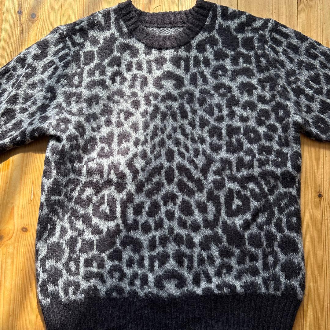 Schott モヘア ニット カーディガン シャギー レオパード アニマル柄