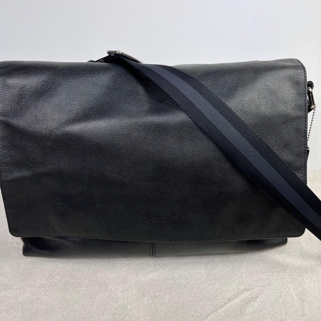 コーチ ショルダーバッグ メッセンジャー チャーム チャールズ レザー ブラック