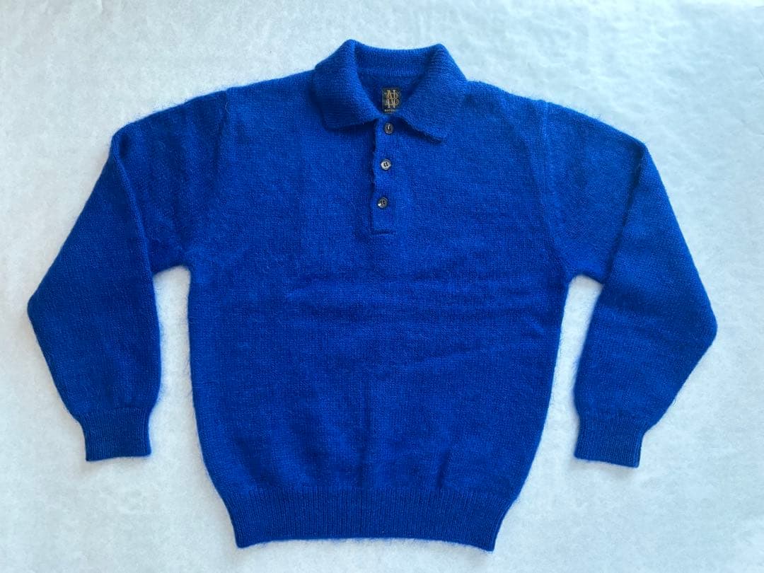 【希少】BATONER モヘア100% ニットポロシャツ ブルー サイズ2