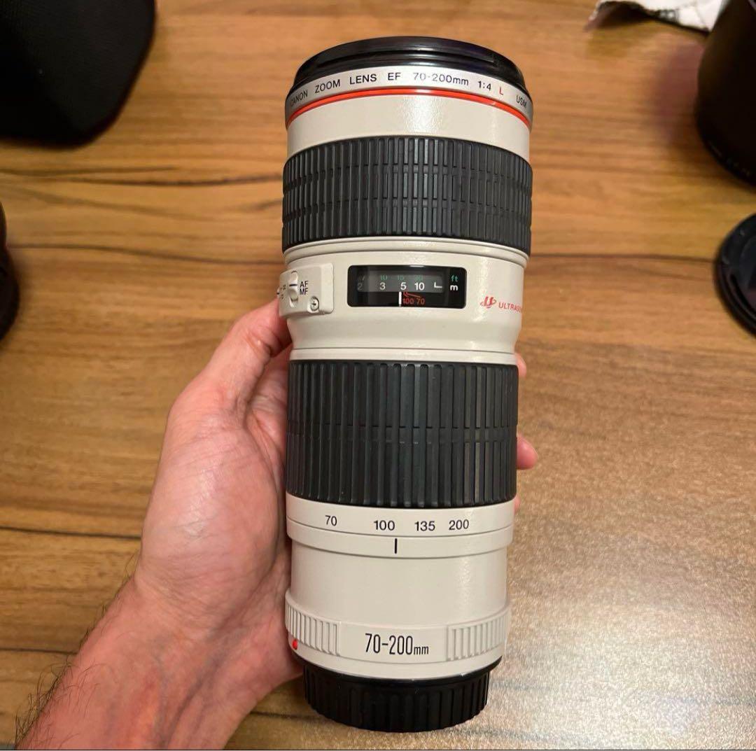 Canon EF 70-200mm f/4L USM、三脚マウント&フード付き