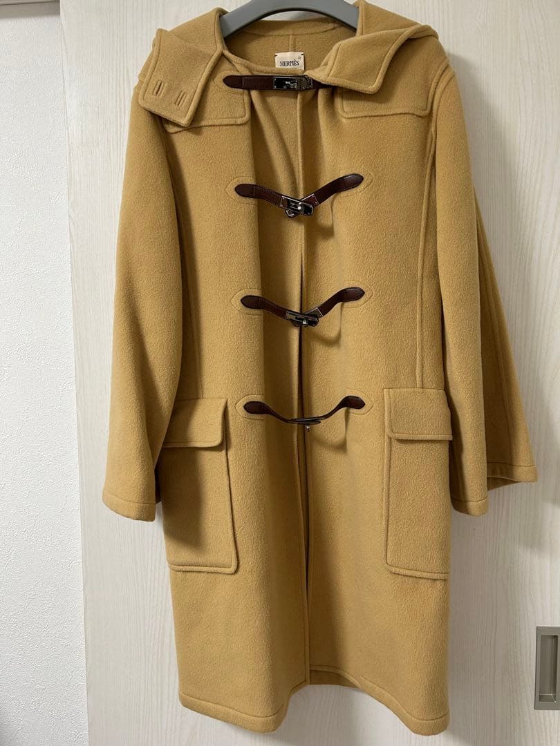 未使用級極美品　HERMES ケリー金具カシミヤダッフルコート 36キャメル