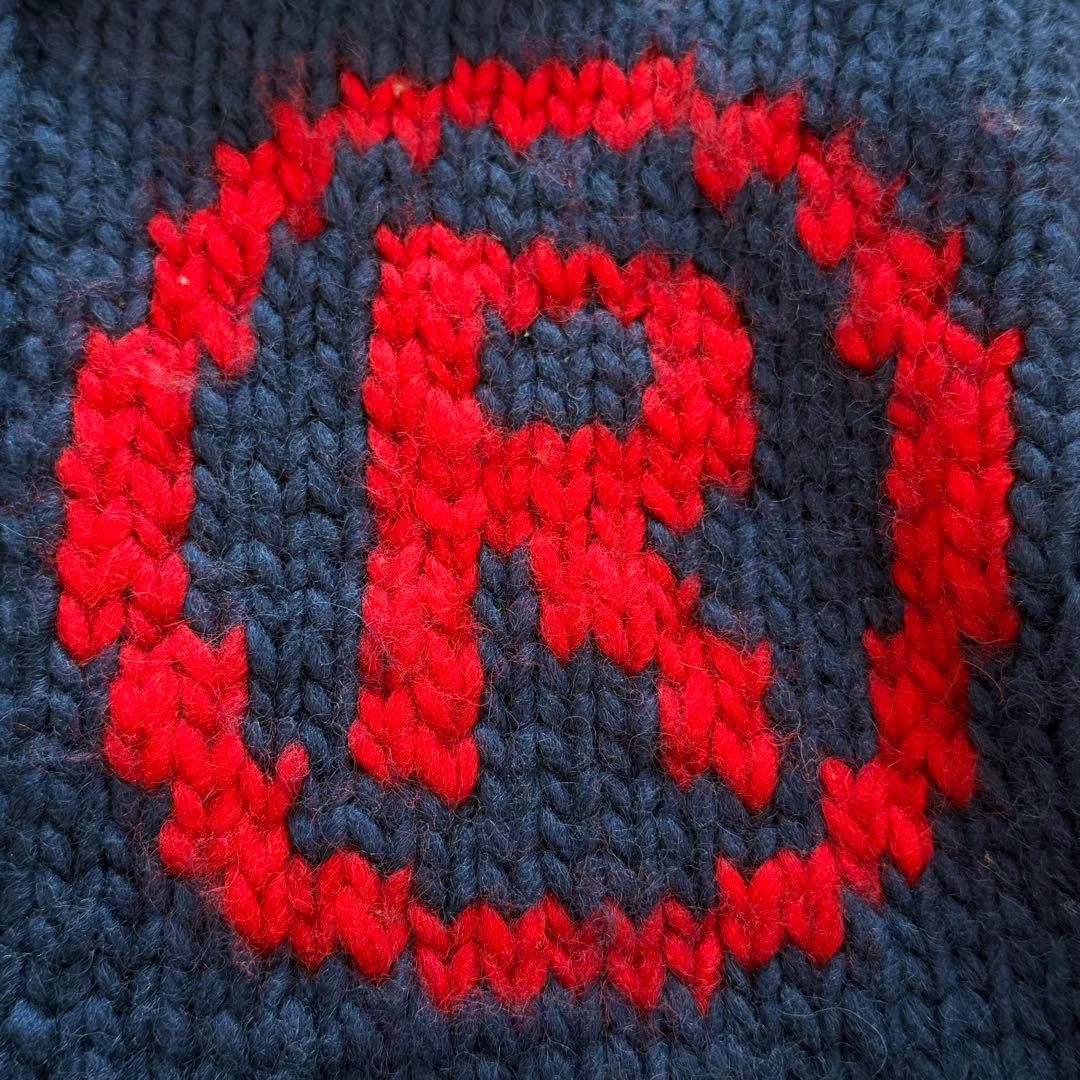 ヒステリックグラマー　カウチンニット　ニットジャケット　ブルー　ジップアップ