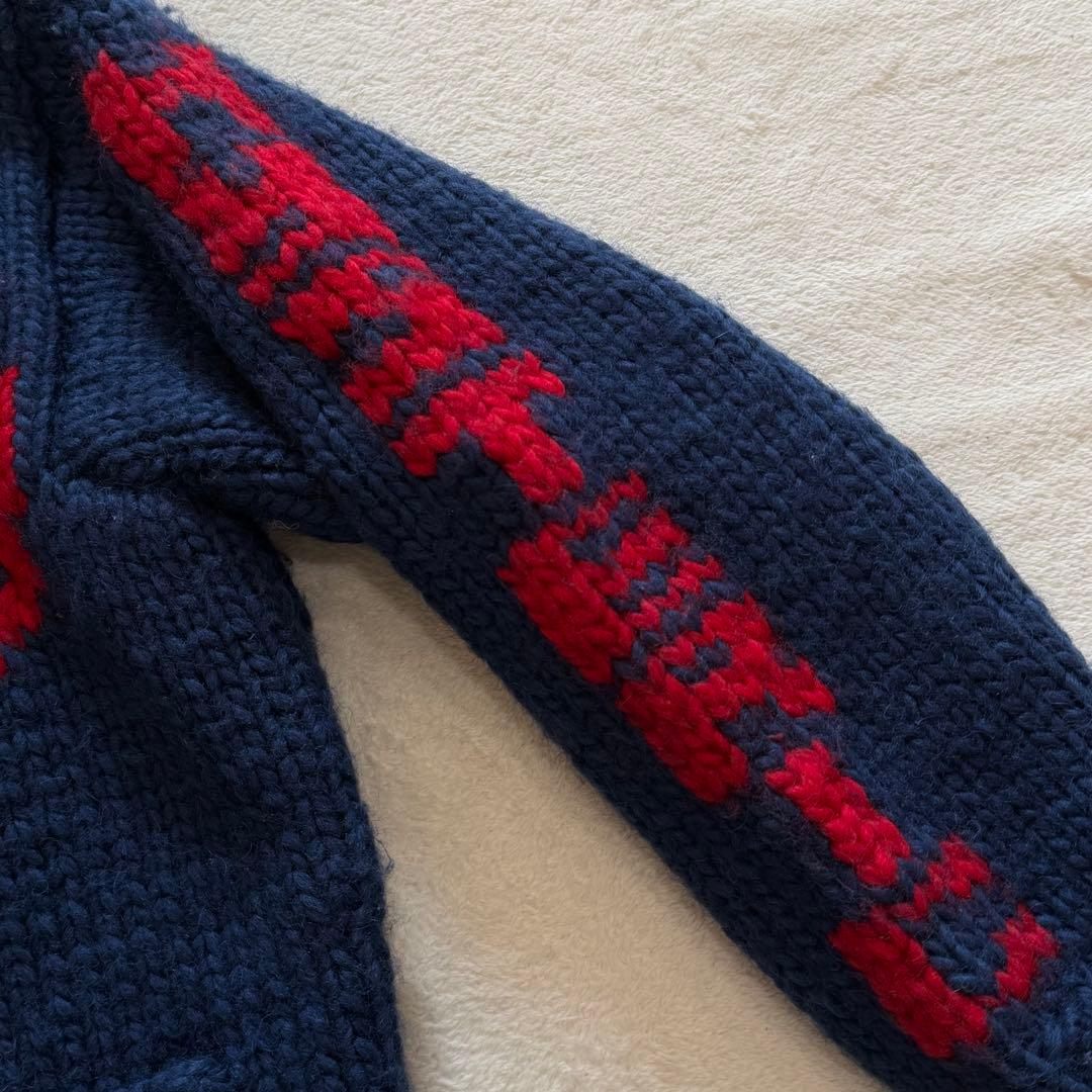 ヒステリックグラマー　カウチンニット　ニットジャケット　ブルー　ジップアップ