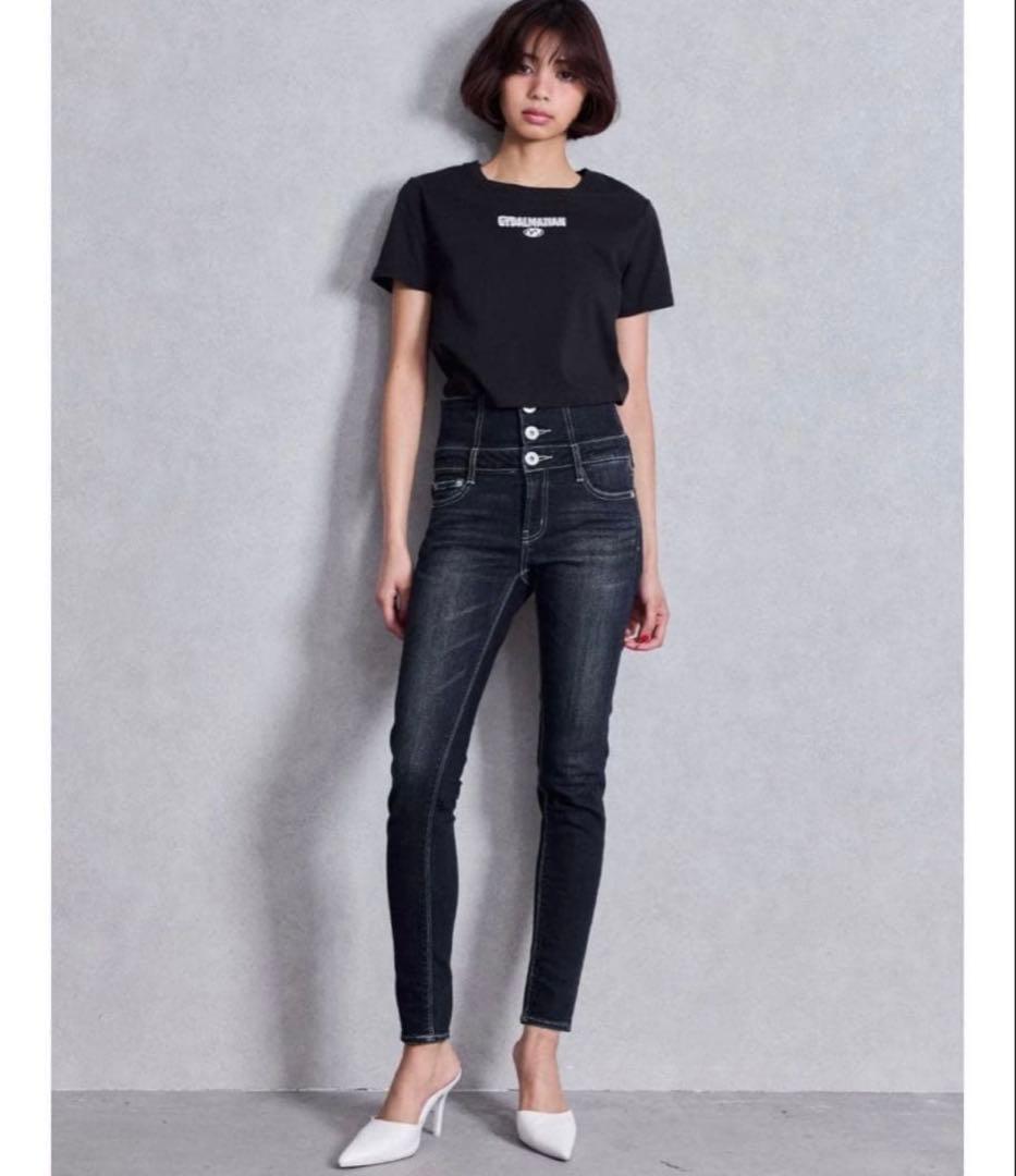 た*ぁ様 GYDA ハイウエストウエストクロススキニーデニムパンツ