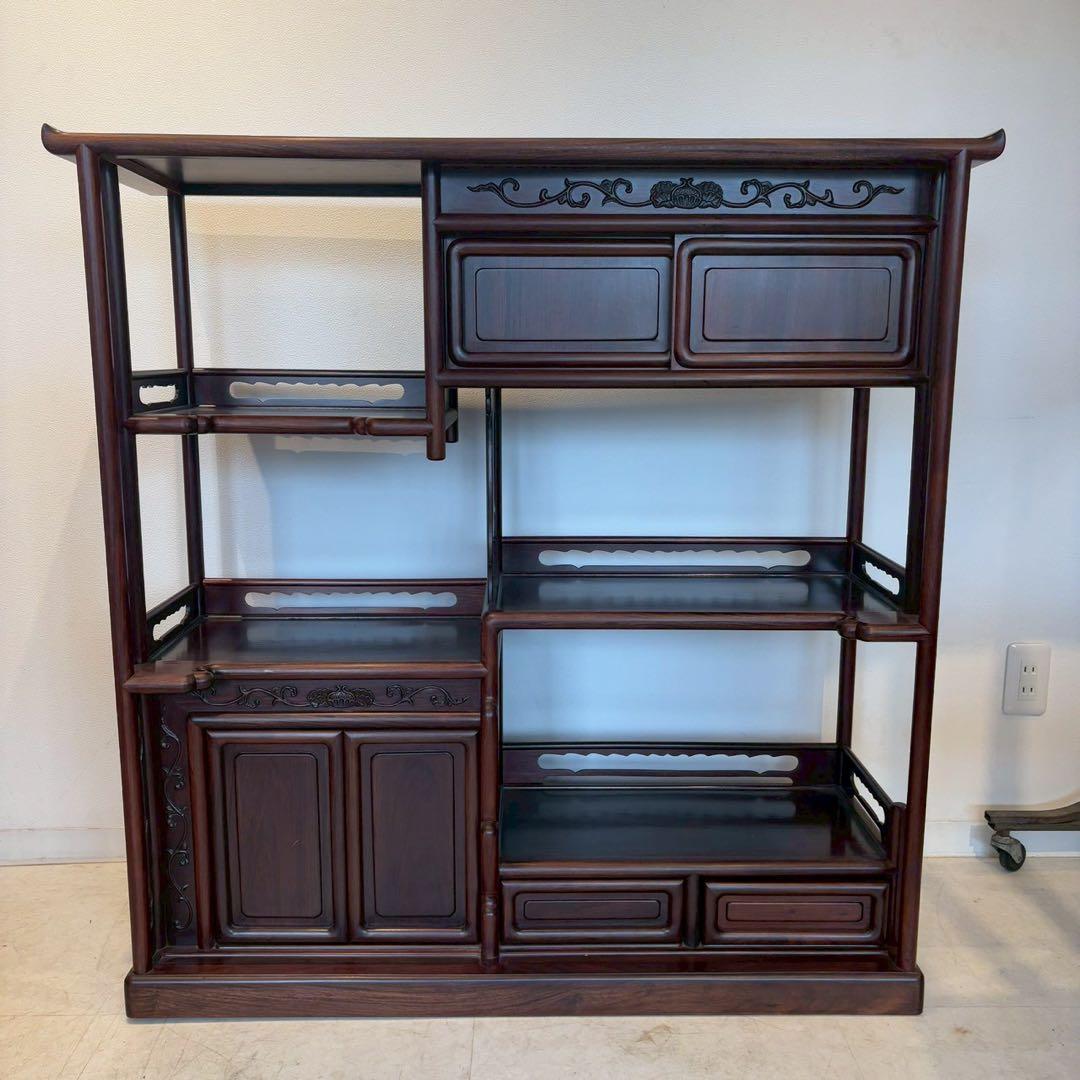 唐木家具 花梨 茶箪笥 飾り棚 日本式茶棚　筆返し　サイドボード ビンテージ