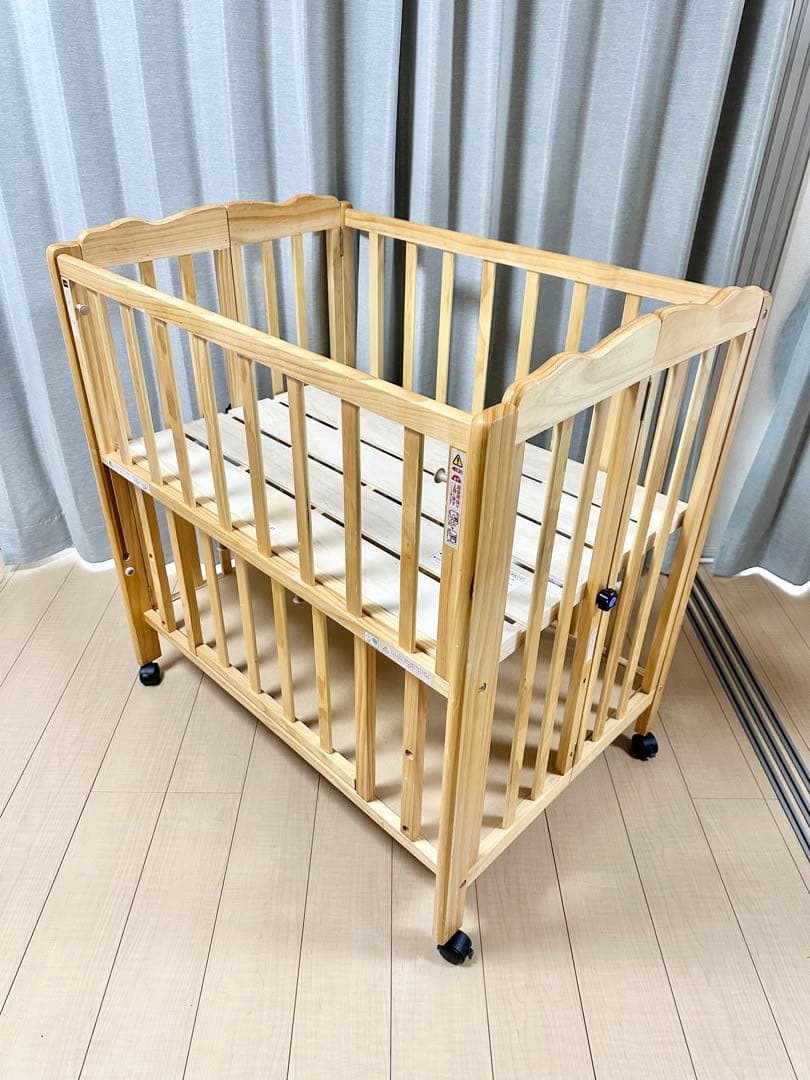 大和屋 パタン 折りたたみ ミニ ベビーベッド ナチュラル