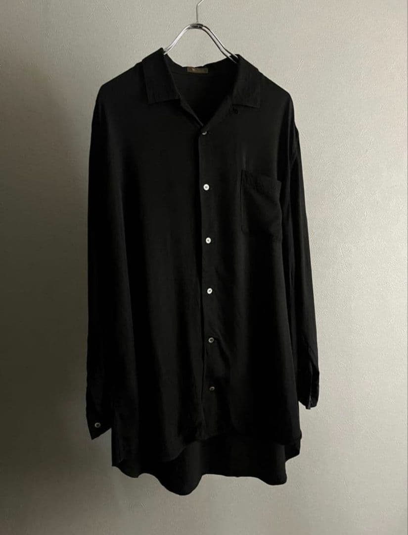 【極上ドレープ】Y's for men レーヨンシルク 開襟シャツ 黒