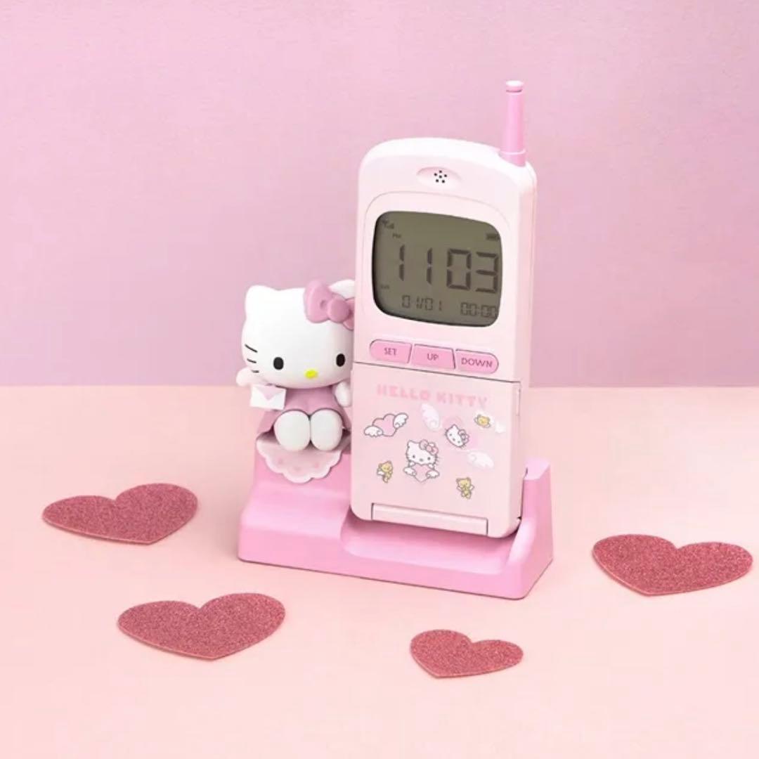 サンリオ　エンジェルキティ　時計　天使 ガラケー形置き時計