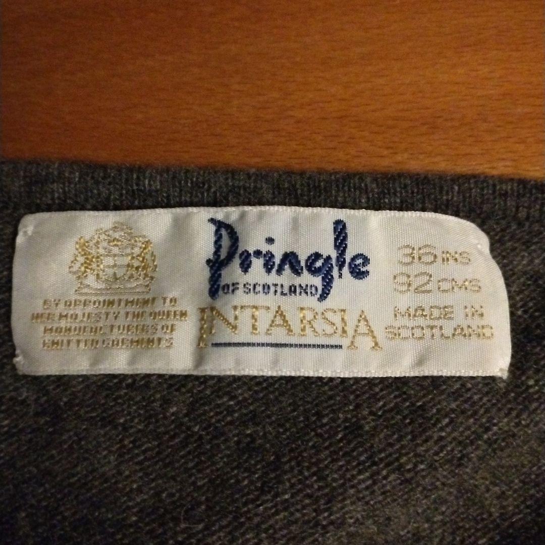 プリングルオブスコットランド　ニット　M　グレー　木馬　ヴィンテージ　80s