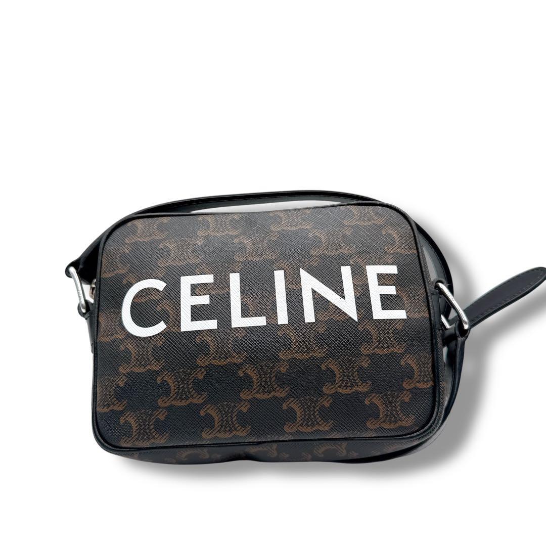 未使用級 セリーヌ トリオンフ ショルダーバッグ キャンバス ブラウン カーフ