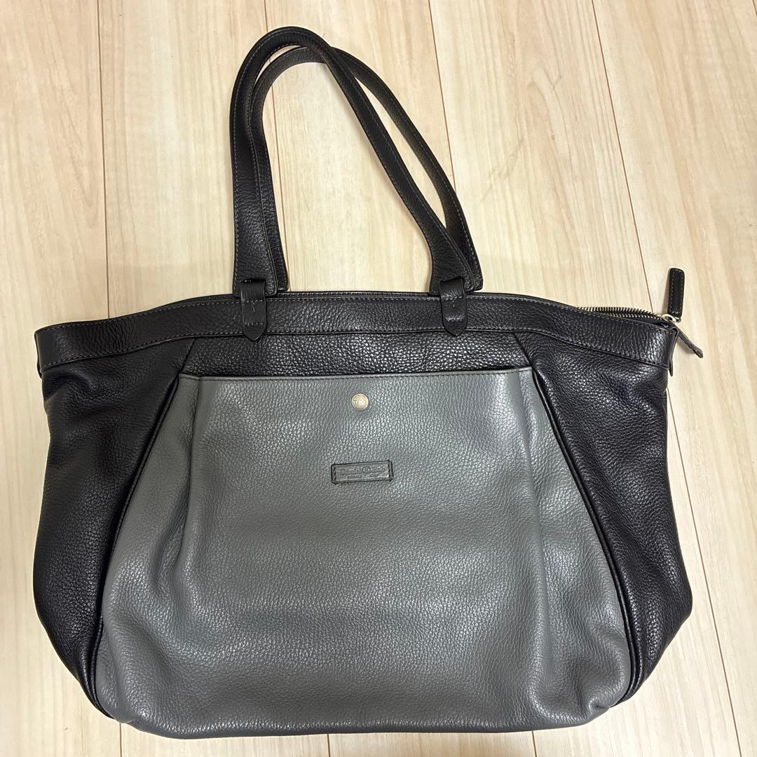 DANIEL & BOB レザー トートバッグ グレー/ブラック　バーニーズ別注