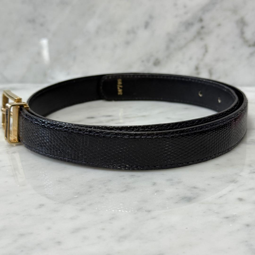 dunhill ダンヒル ベルト リザード革 本革 レザー ブラック ダイヤ