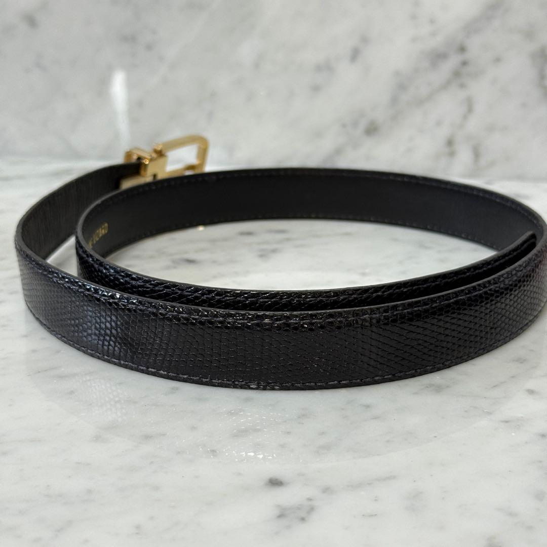 dunhill ダンヒル ベルト リザード革 本革 レザー ブラック ダイヤ