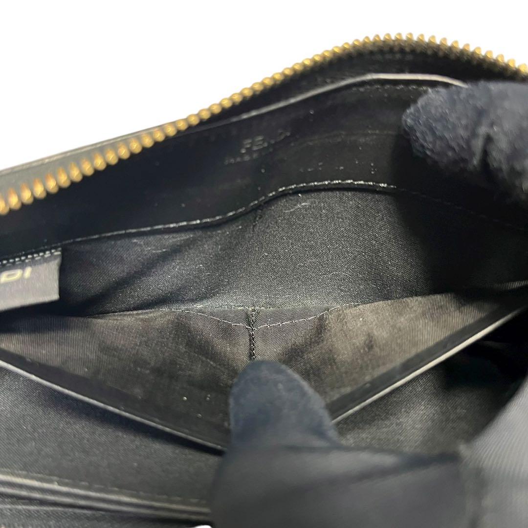 美品✨フェンディ 長財布 ラウンドファスナー モンスター バグズアイ レザー 黒