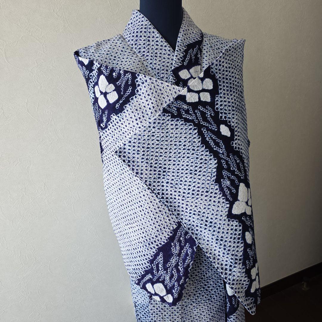浴衣　藍染　総絞り　大人女性
