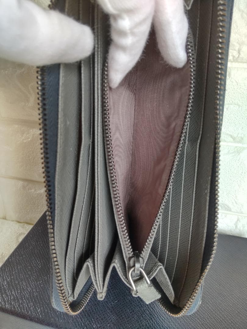 【美品】PRADA プラダ 長財布 ラウンドファスナー サフィアーノ バイカラー