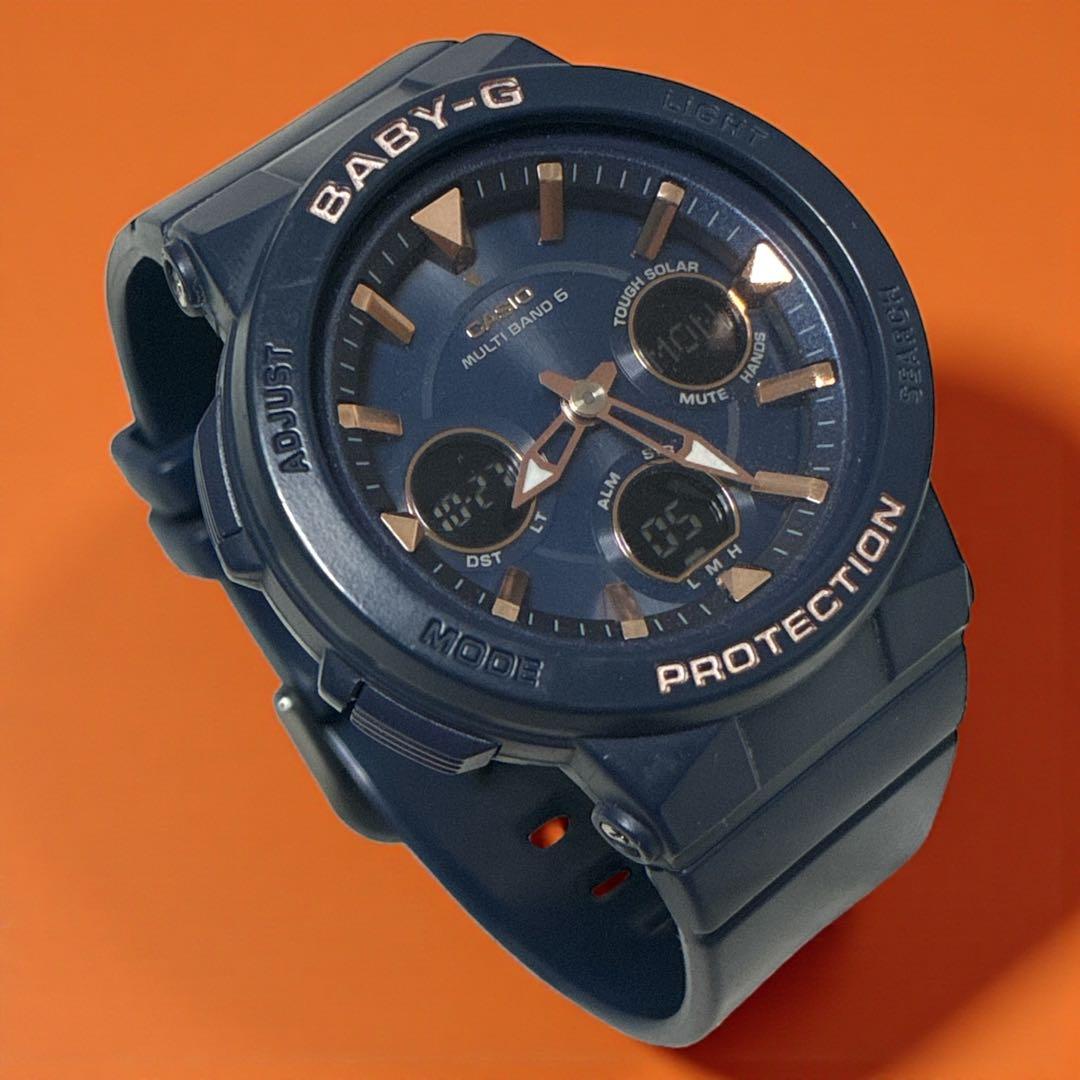 美品　Baby-G CASIO 腕時計　電波ソーラー　ネイビー　BGA-2510