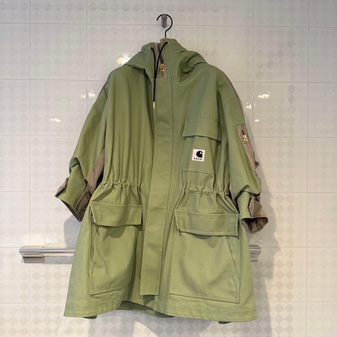 sacai×Carhartt サカイ　ライトグリーン モッズコート サイズ2