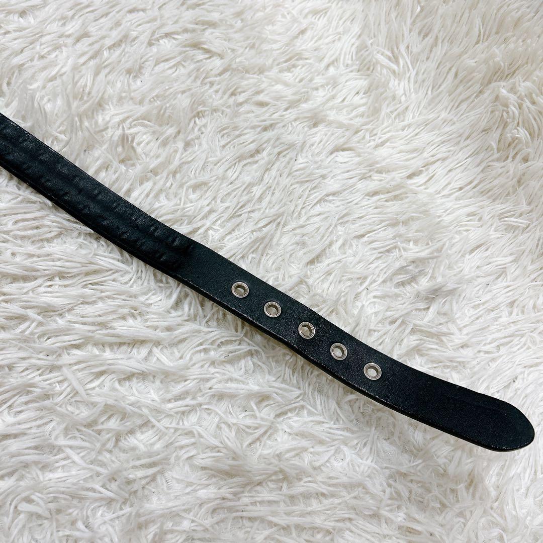 666 ピラミッドスタッズ　2段　レザーベルト　ブラック　サイズM