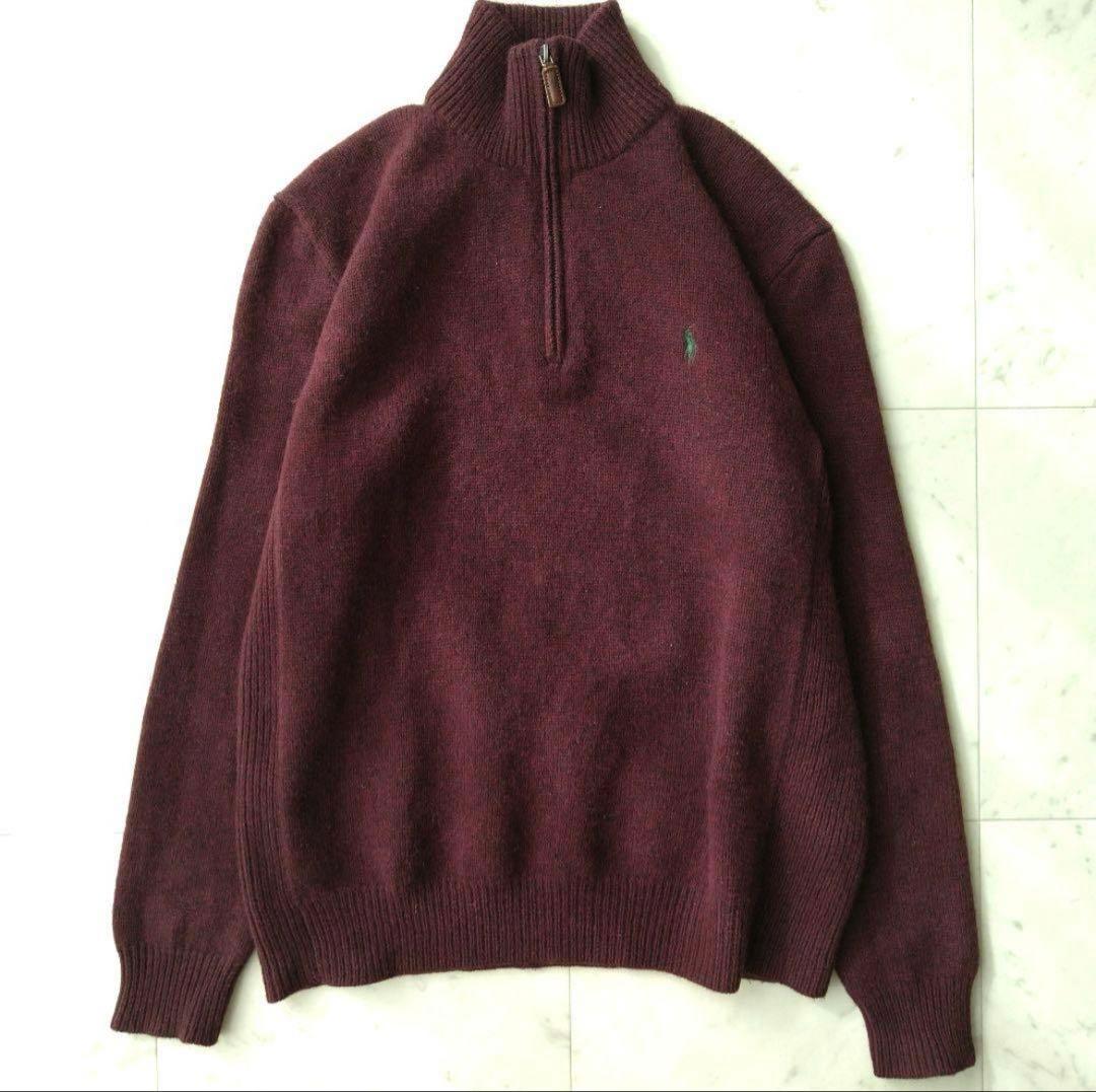 バーガンディ ハーフジップ ラルフローレン ポロ