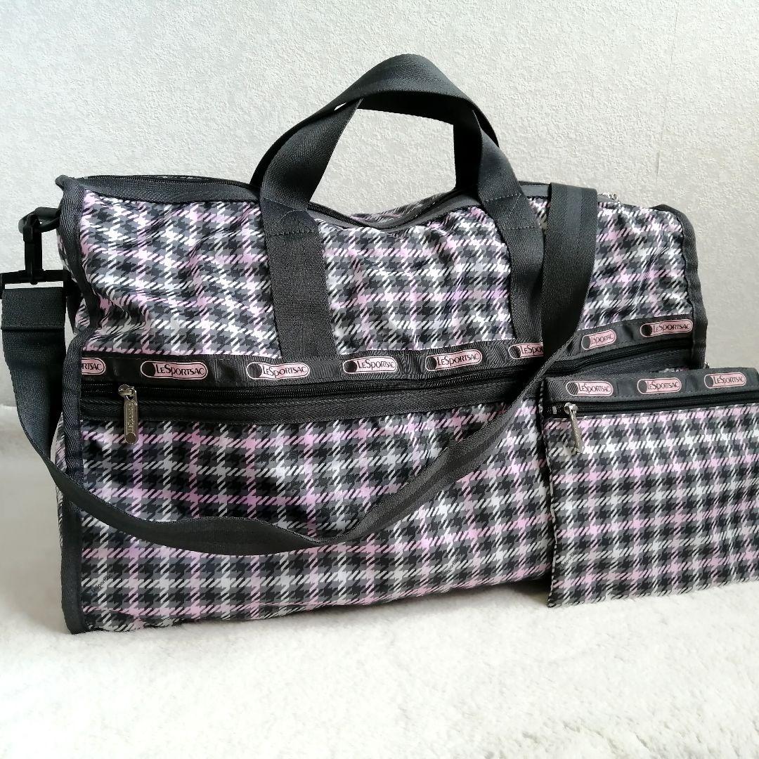 美品☆レスポートサック　ボストンバッグ　ショルダー　千鳥柄　2way　大容量