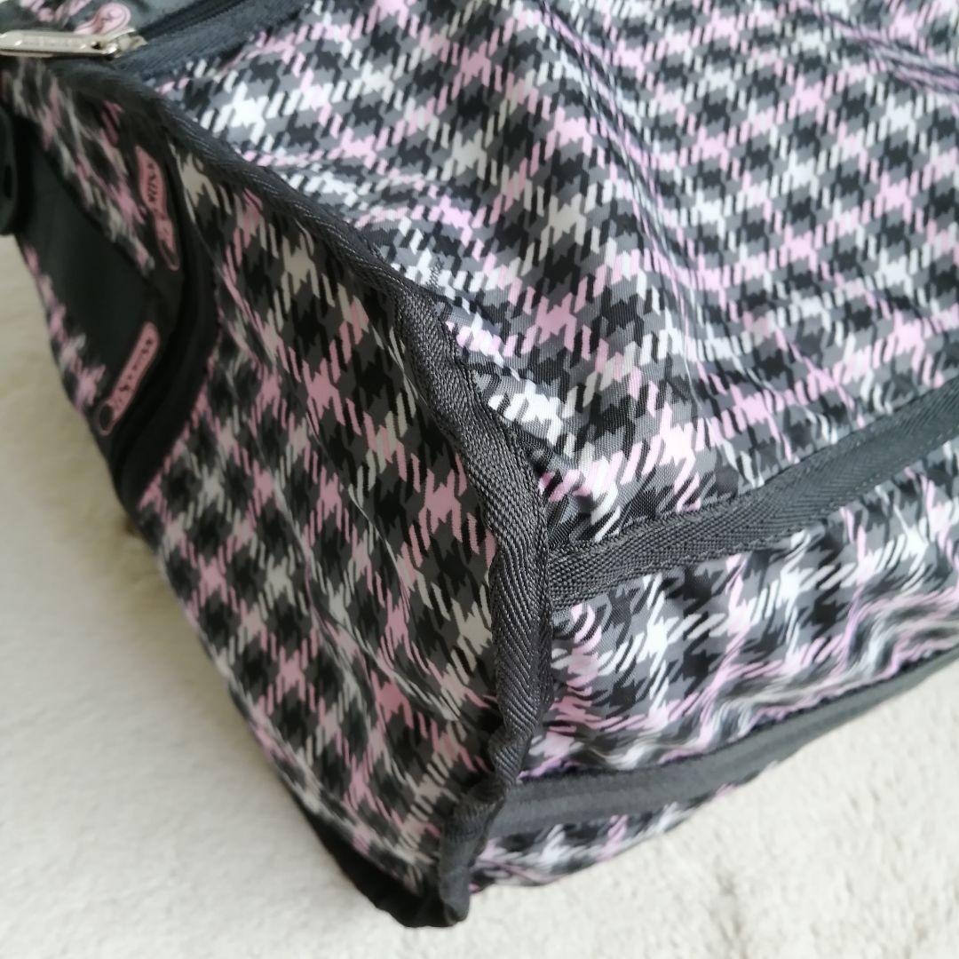 美品☆レスポートサック　ボストンバッグ　ショルダー　千鳥柄　2way　大容量