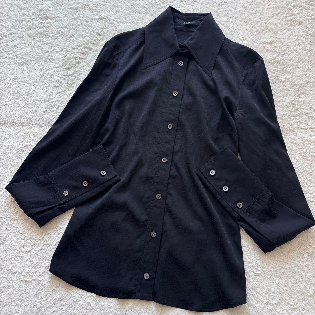 GUCCI グッチ　GG総柄　シルクシャツ　ブラック　オールド　00s