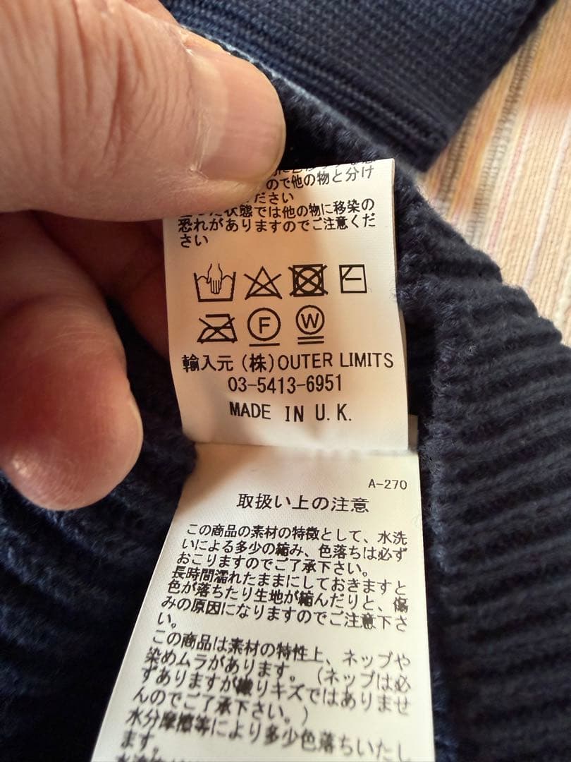 トップス Nigel Cabourn COTTON KNIT SWEAT NAVY 50