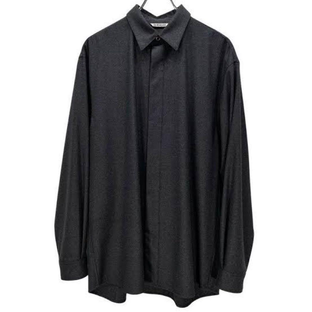 AURALEE 20AWウールフランネルスナップボタンフ