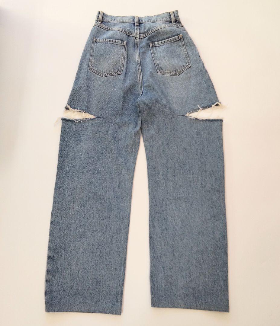 美品 メゾンマルジェラ スラッシュ デニム パンツ ダメージ加工 ブルー 38
