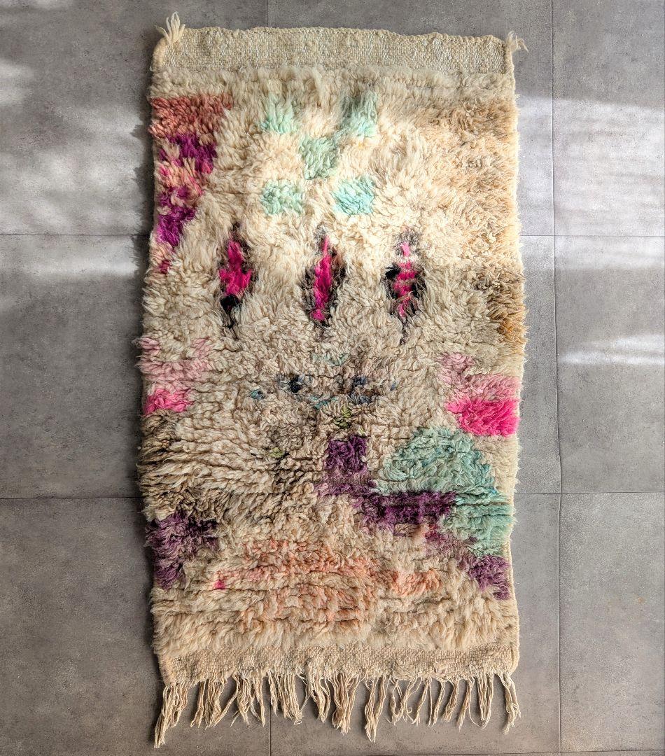 モロッコラグ　ヴィンテージラグ モロッカン　アイボリー　ベージュ