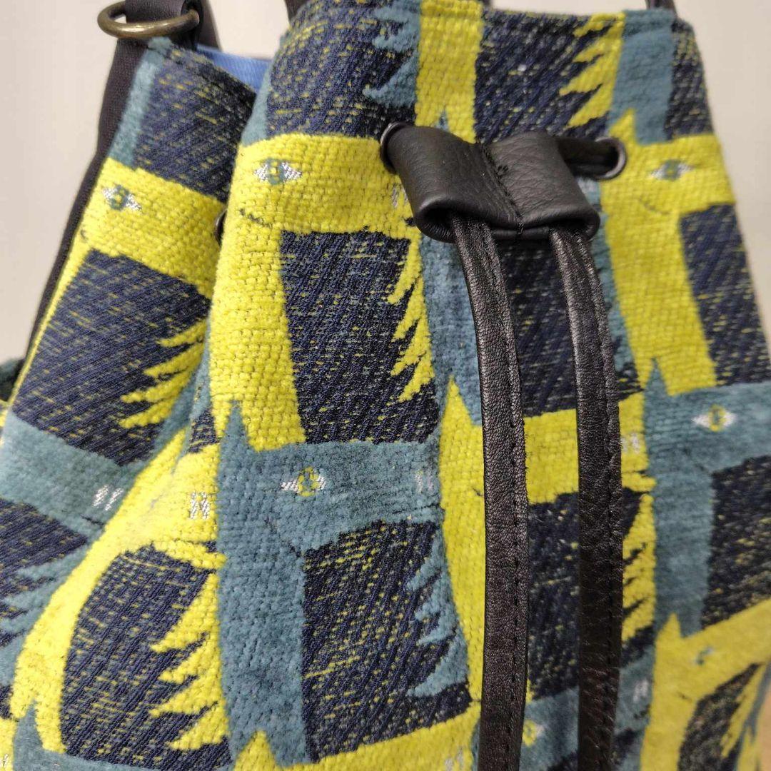 ミナペルホネン/thoroughbredサラブレットネイビー/巾着Lサイズ