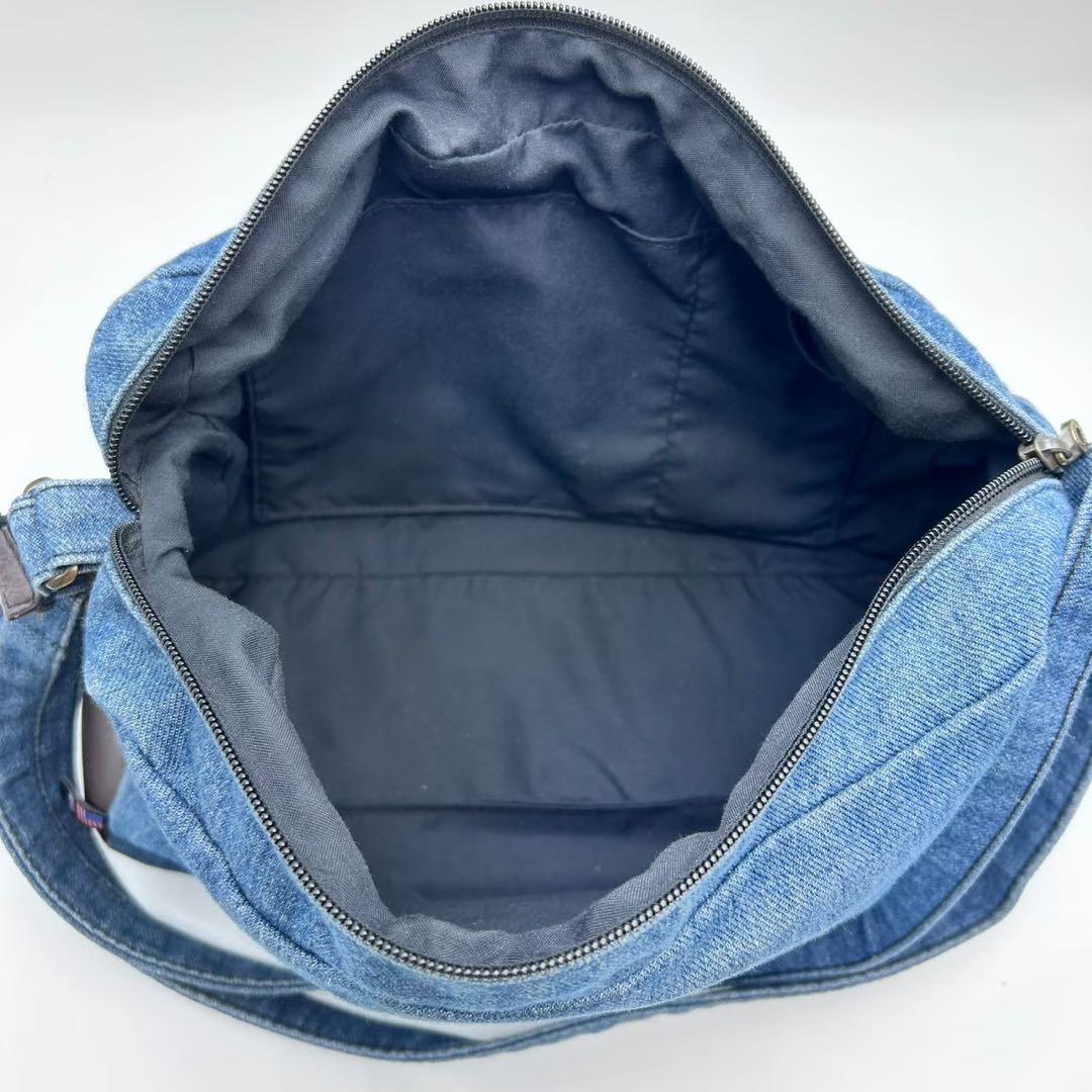 【希少】 ハンティングワールド ショルダーバック　デニム レザー 青