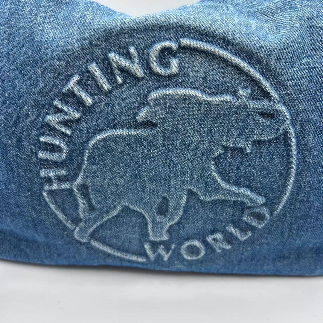 【希少】 ハンティングワールド ショルダーバック　デニム レザー 青