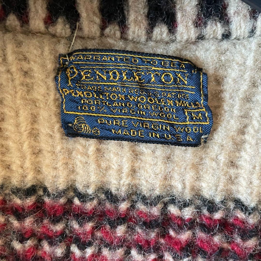希少70〜80s USA製 PENDLETON カウチンTALON リングジップ
