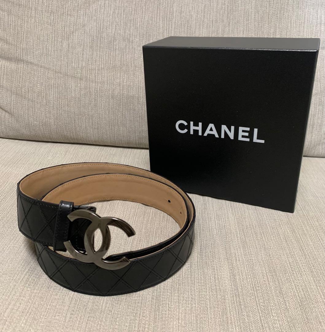 シャネル CHANEL ベルト ココマーク マトラッセステッチ レザー