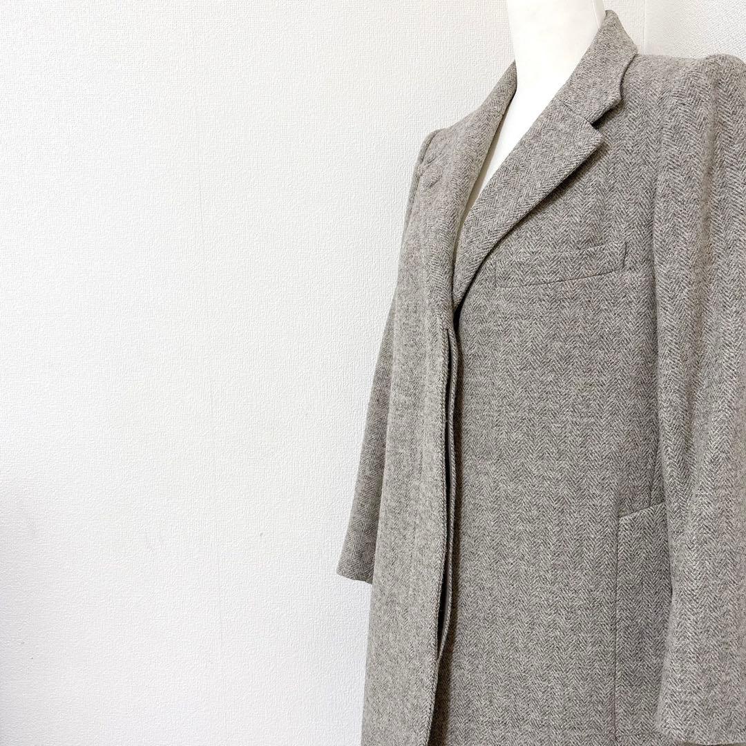 マーガレットハウエル チェスターコート ウール100%ヘリンボーンロングアウター