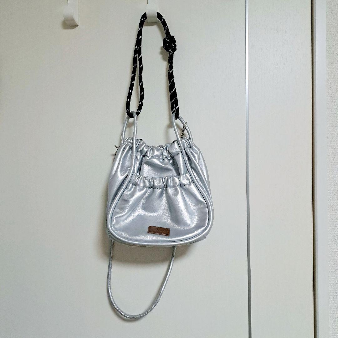 CPCM FUKA'S企画　PUパラコードギャザーミニショルダーバッグ　シルバー