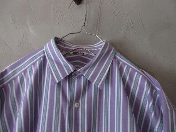 トップス AURALEE WASHED FINX TWILL STRIPE SHIRTS