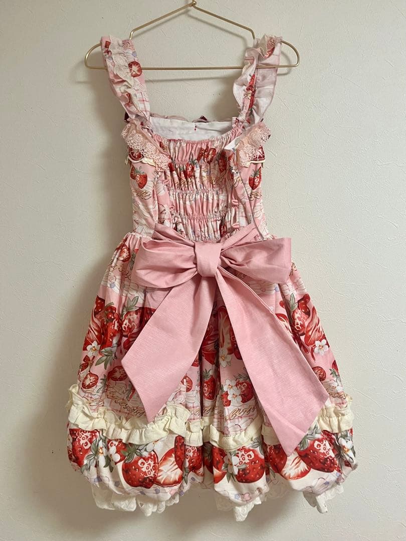 ロリータ いちご柄 ジャンパースカート JSK ピンク 中華ロリータ