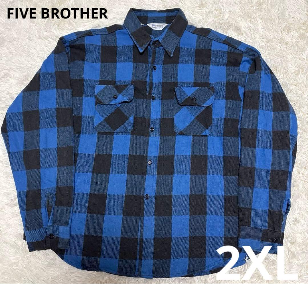 ク*ク様 FIVE BROTHER 70~80年代 三角タグ ネルシャツ USA